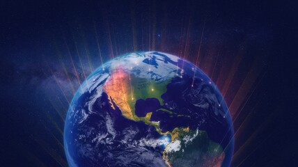 Canvas Print - a vibrant depiction of earth viewed from space at night