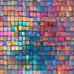 Wall Mural - Seamless Pattern - Iridescent mosaic tile texture background