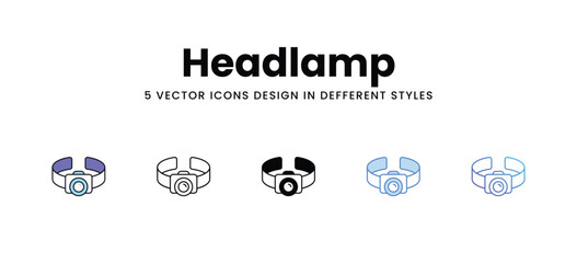 Wall Mural - Headlamp vector icons set stock illustration