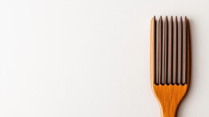Aufkleber - Close up view of a wooden comb with hair strands on a clean white background, suitable for text overlay. Generative AI