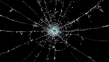 Close-up of a spider web with a dark background and intricate design