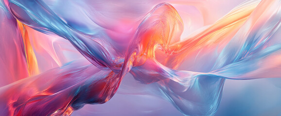 Leinwandbilder - Abstract close-up of colorful transparent fluid textures flowing together in a dynamic swirl, with soft lighting and vibrant reflections, symbolizing creativity and motion.