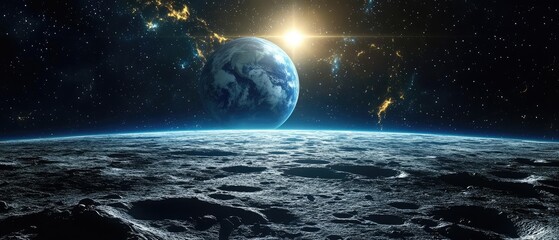 Wall Mural - breathtaking earthrise as seen from the lunar surface with captivating cosmic ambiance and celestial