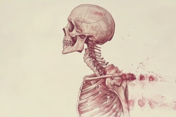Poster - Detailed illustration of a human skeleton showcasing anatomical features and structure. Generative AI