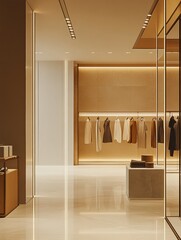 Leinwandbilder - Modern clothing store interior with elegant design and minimalist display. Generative AI