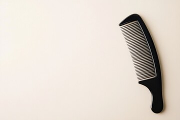 Fototapete - Simple black comb resting on a light surface showcasing its clean lines and design appeal in a minimalist setting. Generative AI