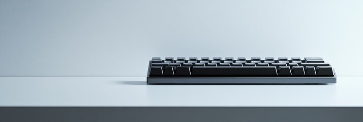 Leinwandbilder - Modern black keyboard on a white desk showcasing minimalist design and workspace organization. Generative AI