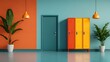 © Eing - Modern interior design with vibrant lockers stylish tropical plants and colorful walls indoor environment contemporary viewpoint aesthetic concept for home or office spaces