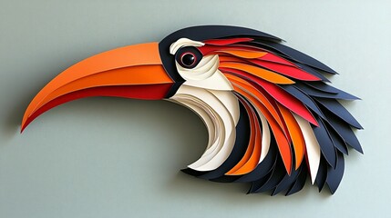 Wall Mural - Paper toucan head art, wall decor, minimalist background