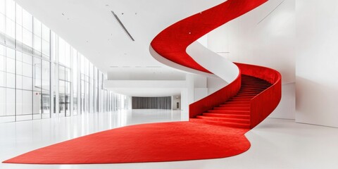 Wall Mural - a beautiful and elegant red spiral staircase set in a stylish modern architectural space