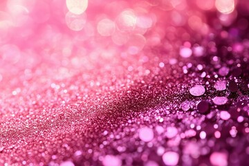 Wall Mural - Abstract Pink Glitter Background with Bokeh Lights Festive Holiday Texture Design