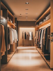 Poster - Well organized clothing display in a modern retail store offering a variety of fashion items. Generative AI