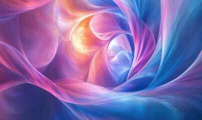 Wall Mural - Abstract colorful fluid art with swirling patterns in blue, pink, and purple tones, soft light adding depth and vibrancy to the design, artistic and modern