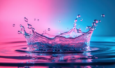 Wall Mural - Abstract liquid splash art with vibrant pink and blue tones, soft lighting enhancing the smooth textures.
