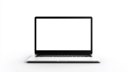 black laptop computer with blank screen isolated on white background