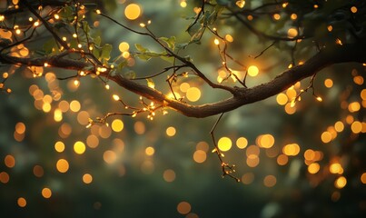 Wall Mural - lush wild vine branches adorned with stunning bokeh effects