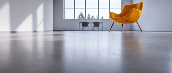 Wall Mural - Yellow Chair in an Empty Room with Windows