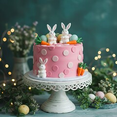 Wall Mural - easter cake  with eggs and bunny