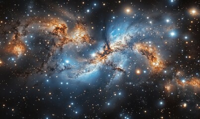 Wall Mural - glittering starlit galaxy with deep midnight blues, twinkling celestial clusters evoking wonder and 