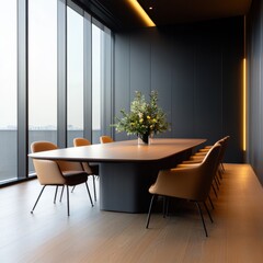 Wall Mural - modern conference room with city view