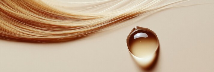 Poster - Drop of liquid damaging a strand of hair revealing the impact of moisture on hair health. Generative AI