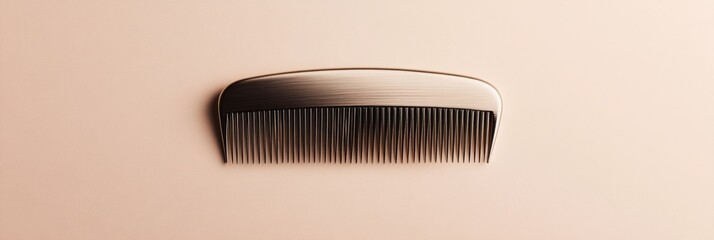 Fototapete - Metal comb placed on a light surface for hair grooming and styling purposes in a modern setting. Generative AI