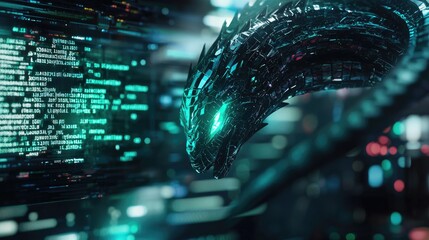 Fototapete - High-resolution close-up of Python coding, with a terminal showing real-time output next to the script.