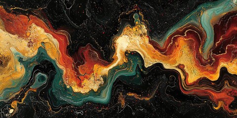 Poster - An abstract artwork showcasing marbling fluid art that focuses on the seamless blending of colors and the formation of unique, swirling patterns, evoking a sense of fluid