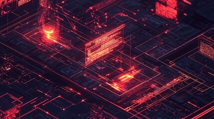Poster - Detailed image of an AI-driven threat detection system scanning for vulnerabilities with visual data analysis tools.