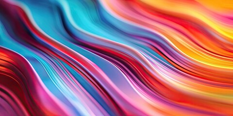 Fototapete - Macro shot of wavy distorted stripes with vibrant colors and fluid motion, ideal for creative abstract designs.