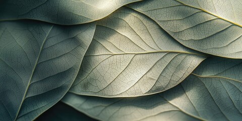 Poster - A close-up of leaf-like abstract forms, with layered textures and soft shadows that create depth and a natural ambiance.