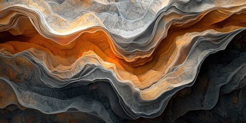 Leinwandbilder - An abstract artwork demonstrating 3D illusions, utilizing fluid lines and detailed textures to produce a visually striking and sophisticated design focused on depth and d