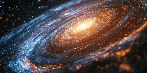 Poster - a futuristic astronomy software screen with layered visualizations, real-time galaxy exploration, and holographic features.
