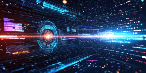 Poster - a futuristic space dashboard featuring holographic displays, advanced telemetry, and interactive star charts.