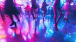 © NAIMAH - Neon-lit club, dancers blur, vibrant floor, party atmosphere, event promotion