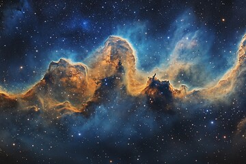 Wall Mural - cosmic nebula with vibrant colors and swirling gas clouds, stars scattered across the dark backgroun