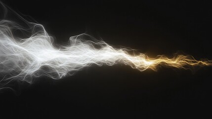 Wall Mural - abstract image of white and gold energy streams merging on a black background.