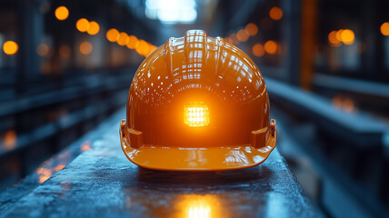 protection helmet with lamp on white background
