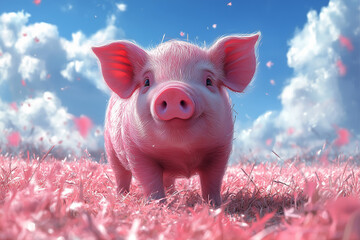 Beautiful young pig sow standing