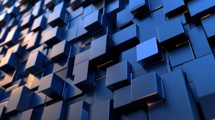 Wall Mural - A mesmerizing blend of blue squares dances in this abstract 2D animation, evoking a sense of calm and creativity.