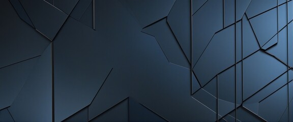 Wall Mural - Elegant Dark Blue Geometric Abstraction with Metallic Accents and Sharp Lines