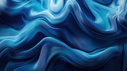 Wall Mural - Abstract blue waves create a serene and fluid atmosphere, evoking a sense of calm and tranquility.