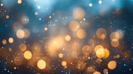 A dreamy background featuring shimmering golden and blue bokeh lights, creating a magical and festive atmosphere.