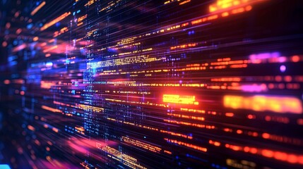 Abstract coding concept with glowing lines and symbols, symbolizing innovation and digital transformation.