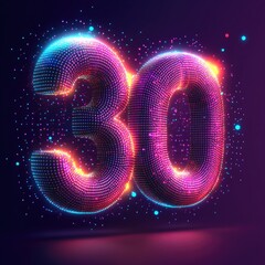 Wall Mural - Number 30 in Neon Light