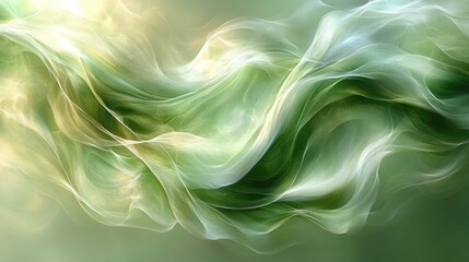 Sticker - Abstract representation of flowing green waves creating a serene and tranquil atmosphere