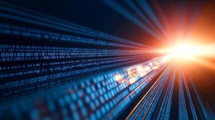 Digital data stream, future tech, bright light