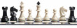 © Liana - Minimalistic chessboard setup featuring elegant black and white pieces on a bright isolated backdrop