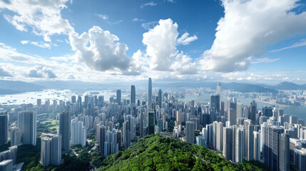 Sticker - stunning cityscape with smog free skies showcasing sustainable architecture