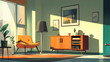 © Thiago - Illustration style modern building living room. Living Shadow Constructs. Illustration